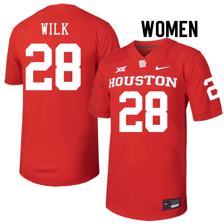 Women #28 Teagan Wilk Houston Cougars College Football Jerseys Stitched-Red